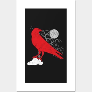 Red Raven and Full Moon Posters and Art